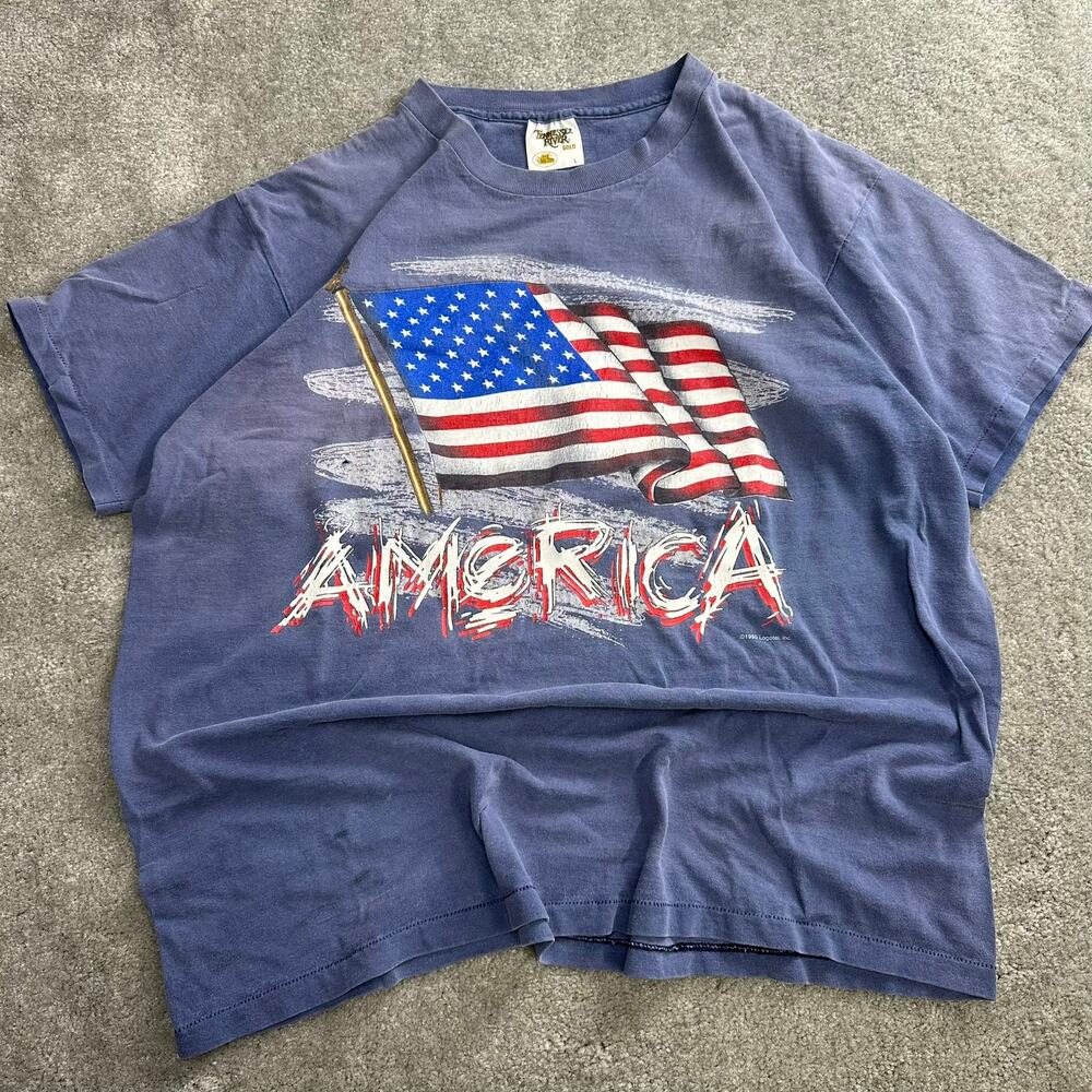 Vintage 1995 America Graphic Tee Shirt Size Small American Flag VTG 90s USA